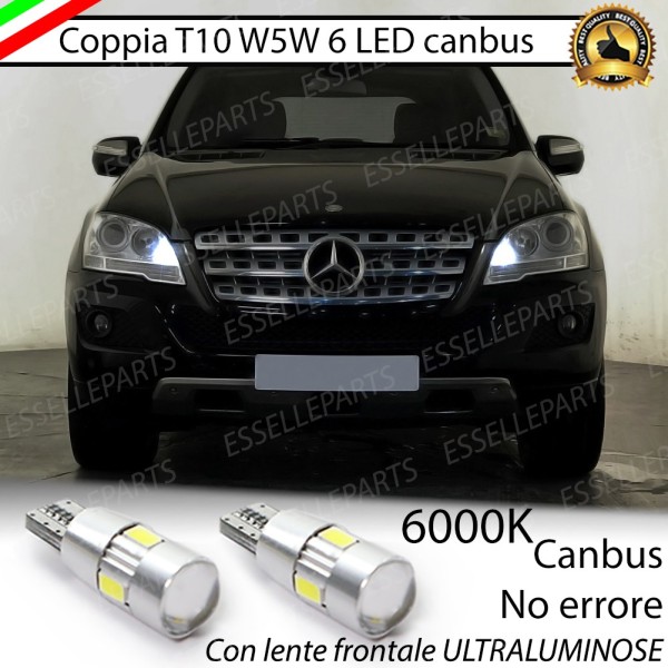 Coppia Lampade T10 W5W LED canbus con lente frontale per luci di posizione per Mercedes ML (W164)