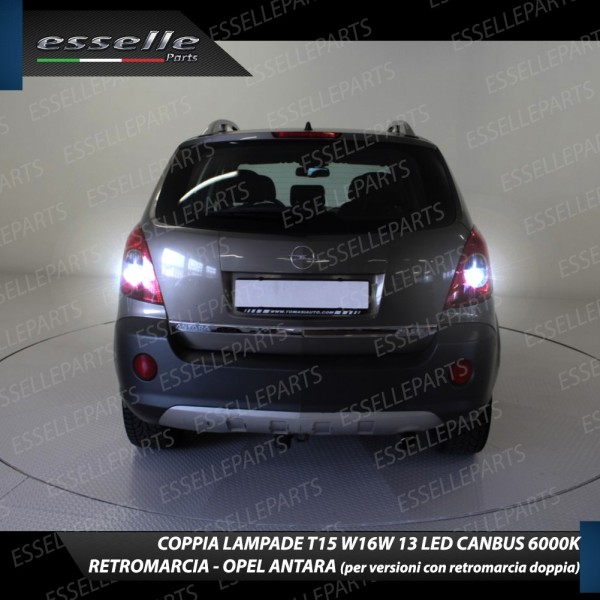 Coppia lampade Retromarcia T15 13 LED 6000K con lente frontale Opel Antara fino al 2010