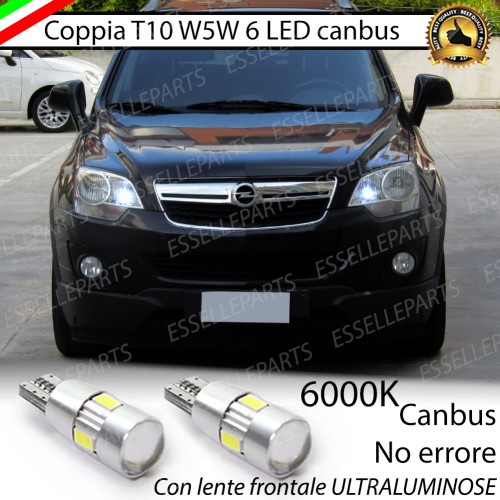 Coppia Lampade T10 W5W LED canbus con lente frontale per luci di posizione per Opel Antara