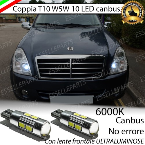 Coppia Lampade T10 W5W LED canbus con lente frontale per luci di posizione per SSANGYONG REXTON