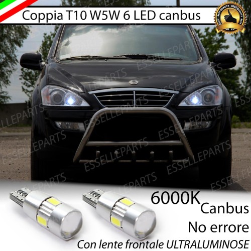 Coppia Lampade T10 W5W LED canbus con lente frontale per luci di posizione per Ssangyong Kyron