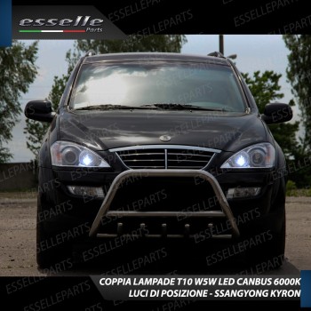 Coppia Lampade T10 W5W LED canbus con lente frontale per luci di posizione per Ssangyong Kyron