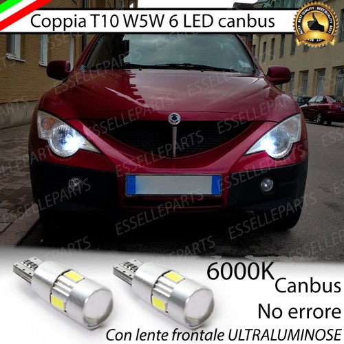 Coppia Lampade T10 W5W LED canbus con lente frontale per luci di posizione per Ssangyong Actyon II