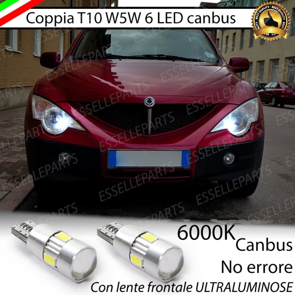 Coppia Lampade T10 W5W LED canbus con lente frontale per luci di posizione per Ssangyong Actyon II