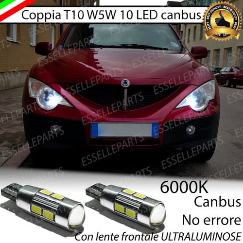 Coppia Lampade T10 W5W LED canbus con lente frontale per luci di posizione per Ssangyong Actyon II