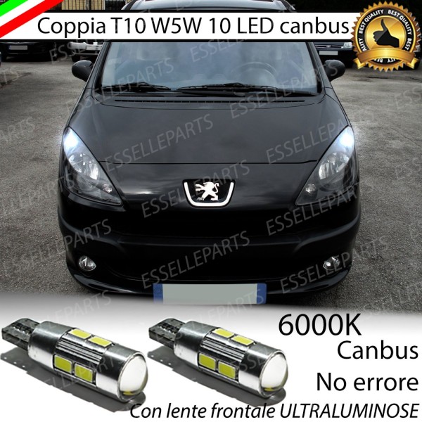 Coppia Lampade T10 W5W LED canbus con lente frontale per luci di posizione per Peugeot 1007