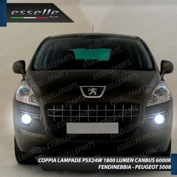Coppia Lampade PSX24W 1800 Lumen 6000K Canbus Fendinebbia per Peugeot 5008 Restyling