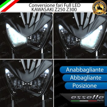 Conversione Fari Full LED per Kawasaki Z 300 dal 2015 al 2016 ABS 6000 Lumen 6000K bianco