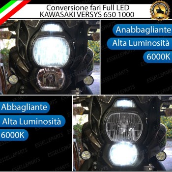 Conversione Fari Full LED Per Kawasaki Versys 1000 6000K Luce Bianca