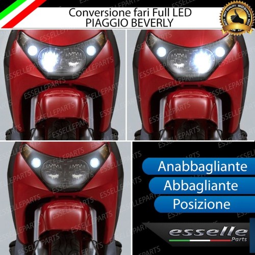 Conversione Fari Full LED per Piaggio Beverly 200 dal 2002 al 2003 6000 Lumen 6000K bianco