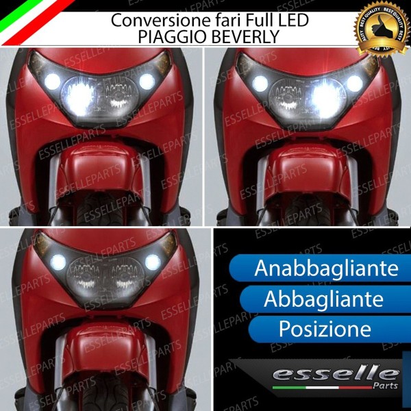 Conversione Fari Full LED per Piaggio Beverly 250 dal 2004 al 2005 6000 Lumen 6000K bianco