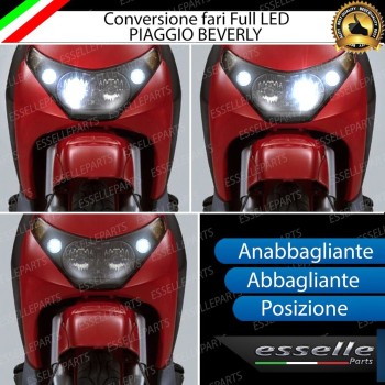 Conversione Fari Full LED per Piaggio Beverly 250 dal 2004 al 2005 6000 Lumen 6000K bianco