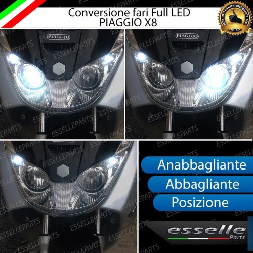 Conversione Fari Full LED per Piaggio X8 200 dal 2004 al 2006 6000 Lumen 6000K bianco