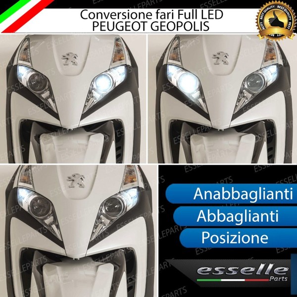 Conversione Fari Full LED per Peugeot Geopolis 300 dal 2013 al 2015 6000 Lumen 6000K bianco