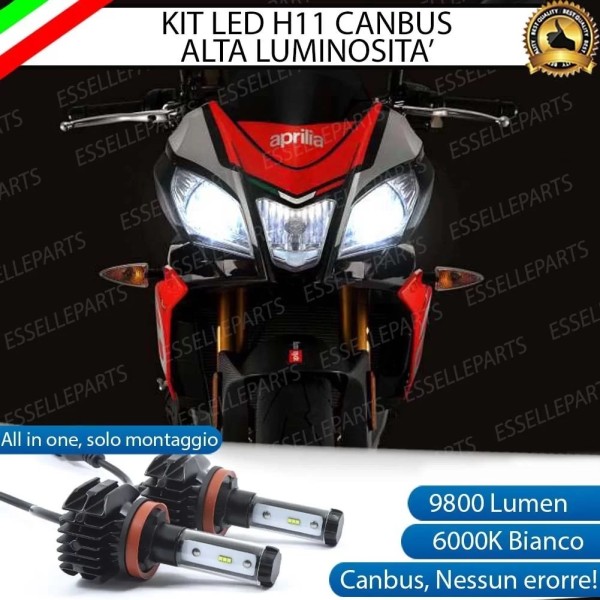 Kit Full LED Coppia H11 9800 Lumen Anabbaglianti per Aprilia RS4 50 2011-2017