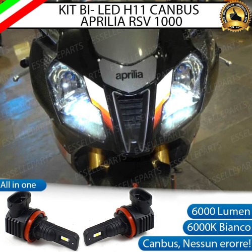 Coppia Lampade Abbaglianti LED H11 6000 Lumen per APRILIA RSV 1000