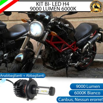 Kit Full LED Lampada H4 9000 Lumen Anabbaglianti Abbaglianti per Ducati Monster 600 1994-2002