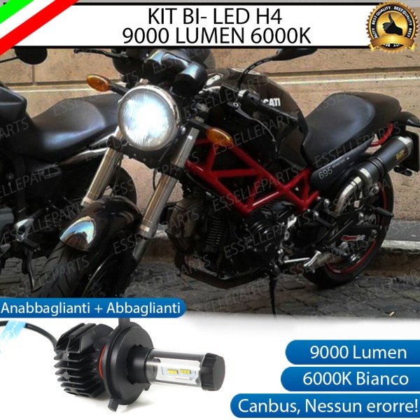 Kit Full LED Lampada H4 9000 Lumen Anabbaglianti Abbaglianti per Ducati Monster 620 2003-2006