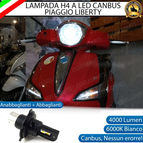 Kit Full LED H4 Per Piaggio Liberty 50 S 4000 Lumen Ultra Compatta 6000K Bianco