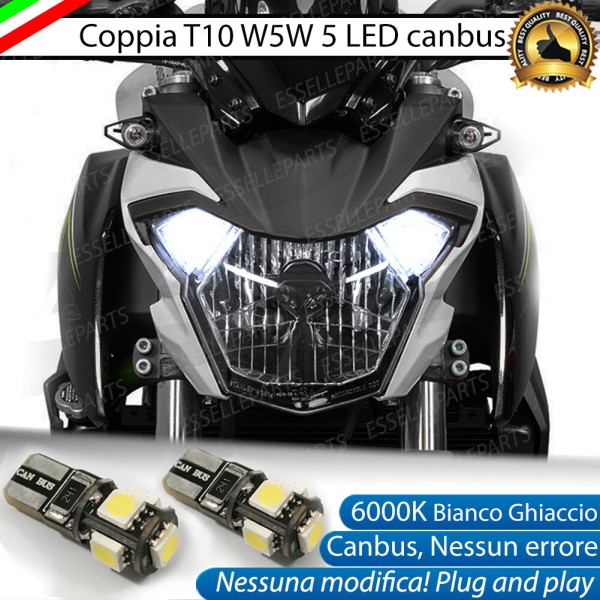 Coppia Luci Di Posizione 5 LED T10 W5W per Kawasaki Z 650 2017-2019