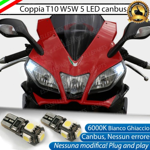 Coppia Luci Di Posizione 5 LED T10 W5W per Aprilia RS 125 2006-2014