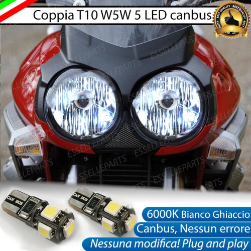 Coppia Luci Di Posizione 5 LED T10 per Moto Guzzi Stelvio 2011-2016 8V
