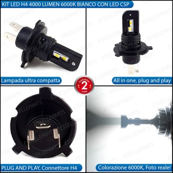 Kit Full LED Lampada H4 4000 Lumen Canbus 6000K Bianco per SYM Symphony 50 2018-2020 S