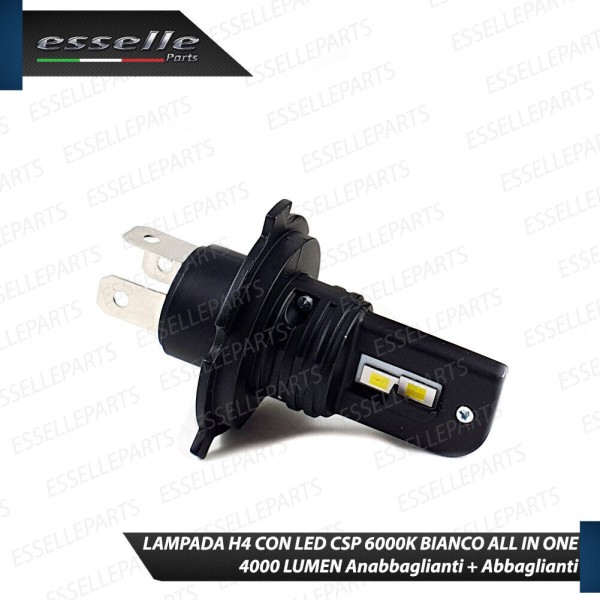 Kit Full LED Lampada H4 4000 Lumen Canbus 6000K Bianco per KAWASAKI ZZR 250 1993-2000