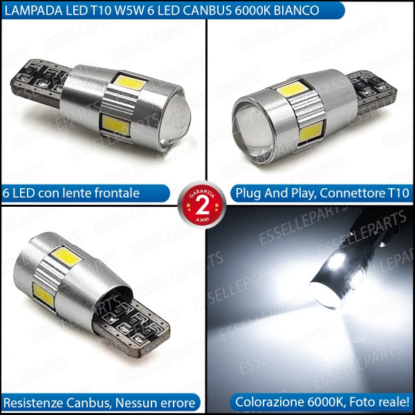 Lampada T10 6 LED 6000K Bianco con lente luce di posizione per Benelli Benelli Macis 125 (2011-2015)