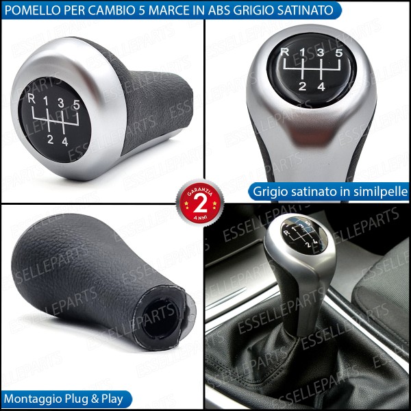 Pomello Leva Cambio Bmw X1 E84 5 marce Grigio Satinato Similpelle Nero