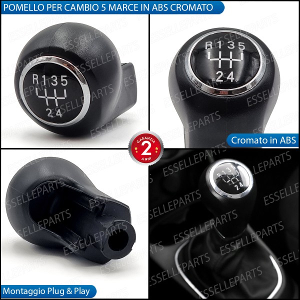 Pomello Leva Cambio Opel Corsa E 5 Marce Abs Nero Con Ghiera Cromata Specifico