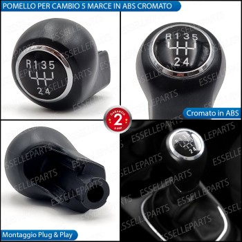 Pomello Leva Cambio Opel Corsa E 5 Marce Abs Nero Con Ghiera Cromata Specifico Pomello Leva Cambio Opel Corsa E 5 Marce Abs Nero Con Ghiera Cromata Specifico