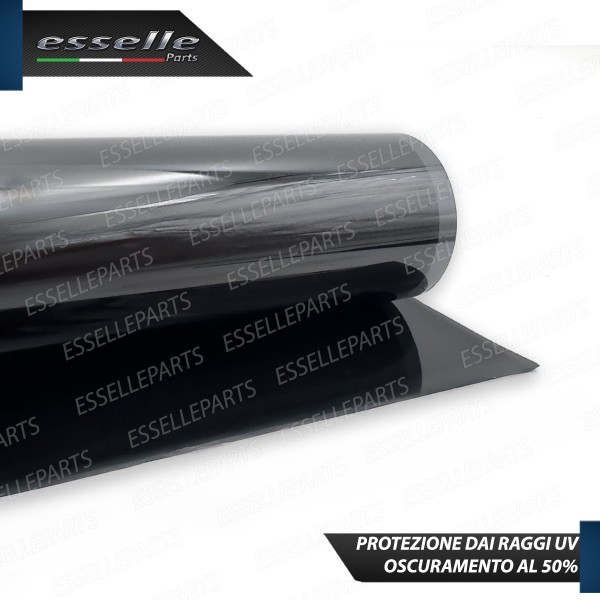 Fascia Parasole Parabrezza Adesiva Nera Fumè 145 x 25 CM per Opel Corsa E