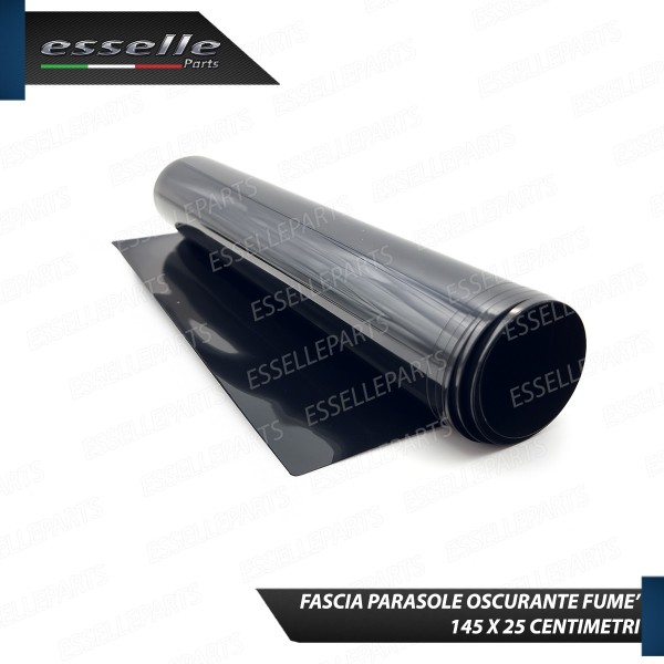 Fascia Parasole Parabrezza Adesiva Nera Fumè 145 x 25 CM per Opel Corsa E