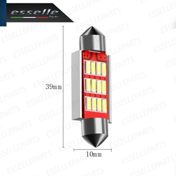 Coppia Lampade LED Siluro da 12 LED Canbus 39mm 6000K bianco ghiaccio