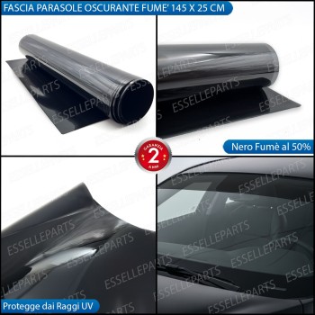 Fascia Parasole Parabrezza Adesiva Nera Fumè 145 x 25 CM per Opel Corsa A Fascia Parasole Parabrezza Adesiva Nera Fumè 145 x 25 CM per Opel Corsa A
