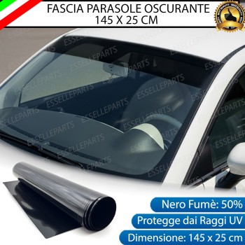 Fascia Parasole Parabrezza Adesiva Nera Fumè 145 x 25 CM per Hyundai Ioniq 6