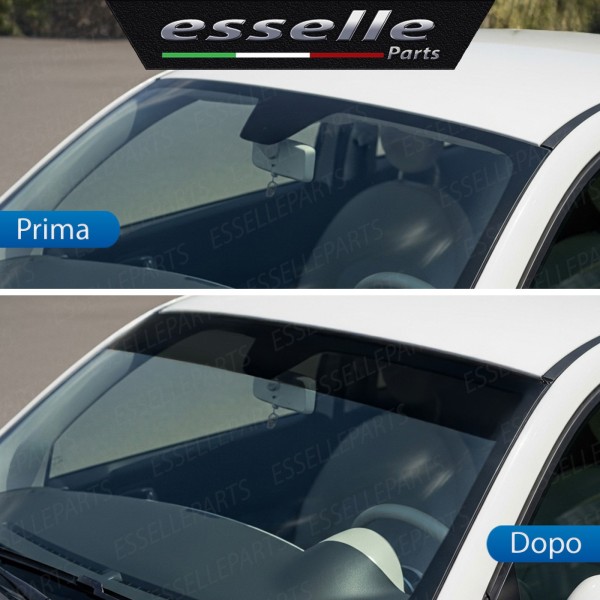 Fascia Parasole Parabrezza Adesiva Nera Fumè 145 x 25 CM per Mazda MX-30