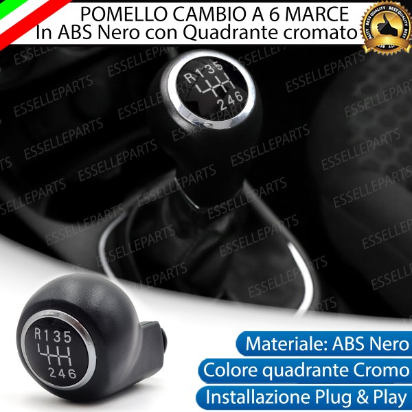 Pomello Leva Cambio Opel Corsa E 6 Marce Abs Nero Con Ghiera Cromata Specifico