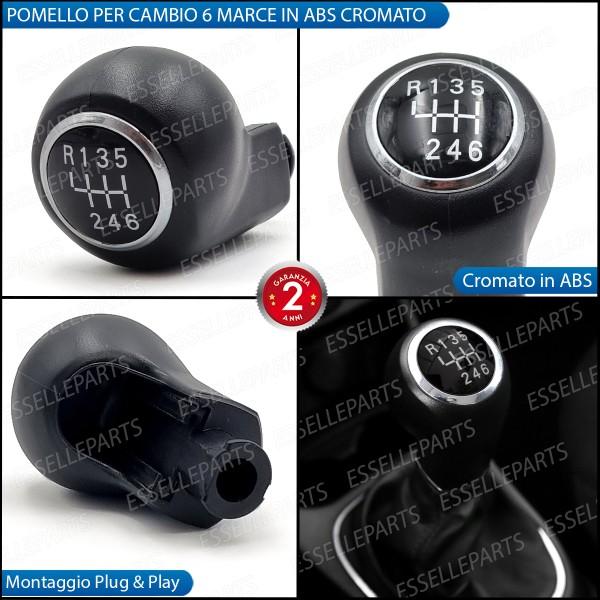 Pomello Leva Cambio Opel Corsa E 6 Marce Abs Nero Con Ghiera Cromata Specifico