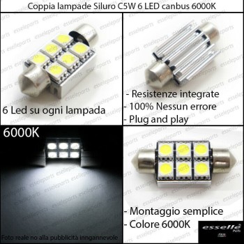 Luci Targa 6 LED Canbus 6000K per Skoda Superb 1