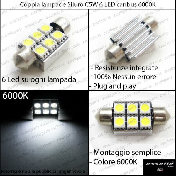 Lampade SILURO Canbus C5W 6 LED no error luci Targa Volvo C30