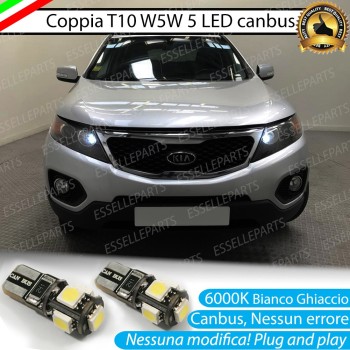 Luci posizione T10 W5W 5 LED canbus 6000K Kia Sorento 2 Fino al 2012
