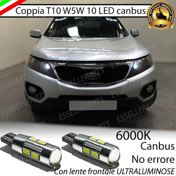 Coppia luci di posizione T10 W5W 10 LED canbus da 6000K Bianco 660 Lumen per Kia Sorento 2 Fino al 2012