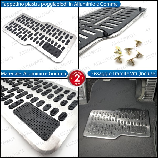 Battitacco Piastra Poggiapiedi auto Alluminio e Gomma Tappetino