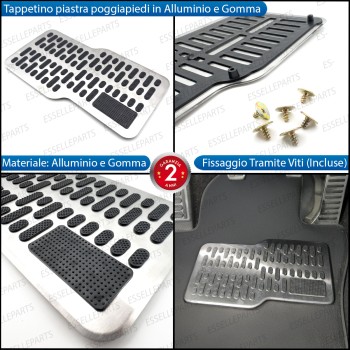 Battitacco Piastra Poggiapiedi auto Alluminio e Gomma Tappetino