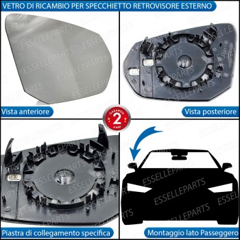 Specchietto Audi Q2 Vetro Specchio Retrovisore Destro Termico Passeggero