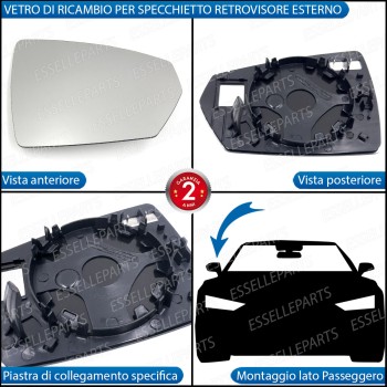 Specchietto Audi A1 MK2 Vetro Specchio Retrovisore Destro Termico