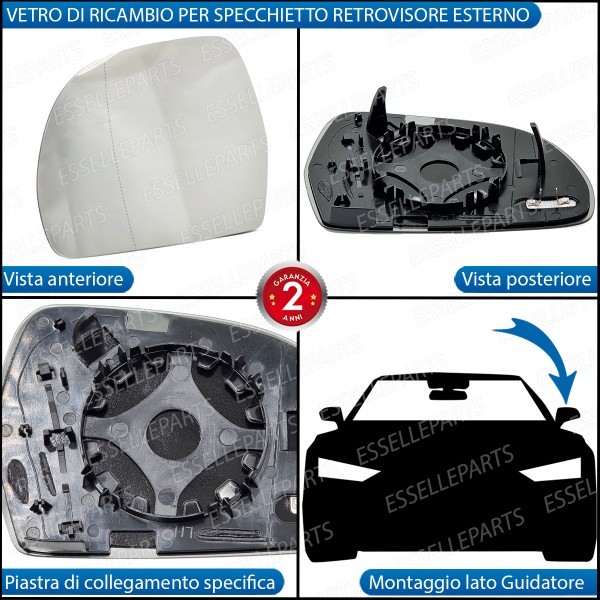 Specchietto Audi A8 D3 Fino Al 2010 Specchio Retrovisore Sinistro Termico
