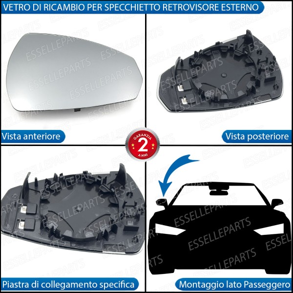 Specchietto Audi A3 8V SPORTBACK RESTYLING Vetro Specchio Retrovisore Destro Termico